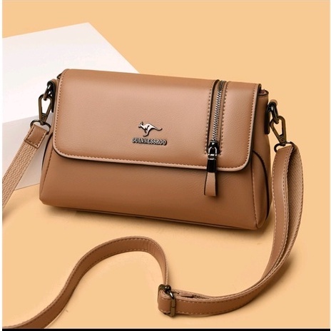Tas Selempang Kotak Wanita Tas Selempang Bahu Kulit PU Lembut Kualitas Tinggi untuk Wanita 2022 Tas Tangan Mewah Baru Tas Wanita Tas Messenger Desainer Kantung-COKELAT
