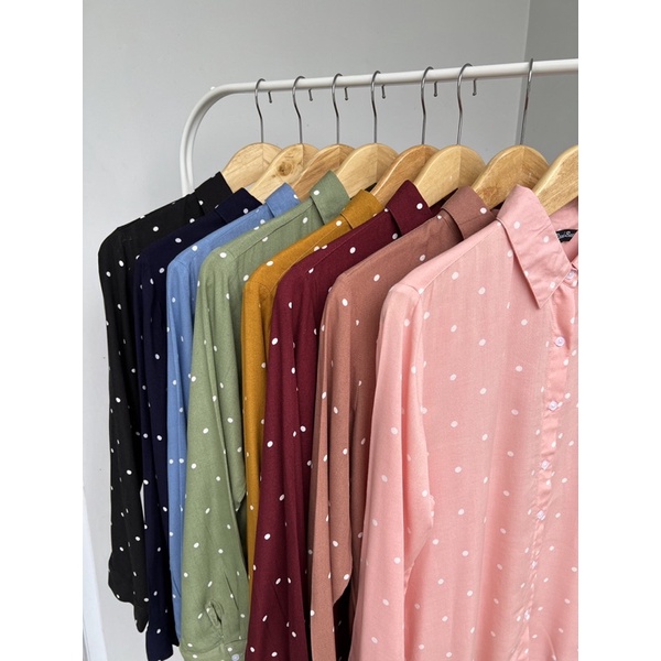 READYBASIC - KEMEJA BASIC POLKADOT BAHAN KATUN RAYON ADEM