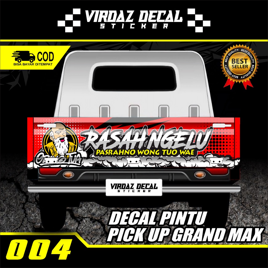 Stiker Decal Pintu Belakang Mobil Pick Up L300/GRAND MAX/CERRY NEW/TS120 Stiker Bak Belakang Stiker 