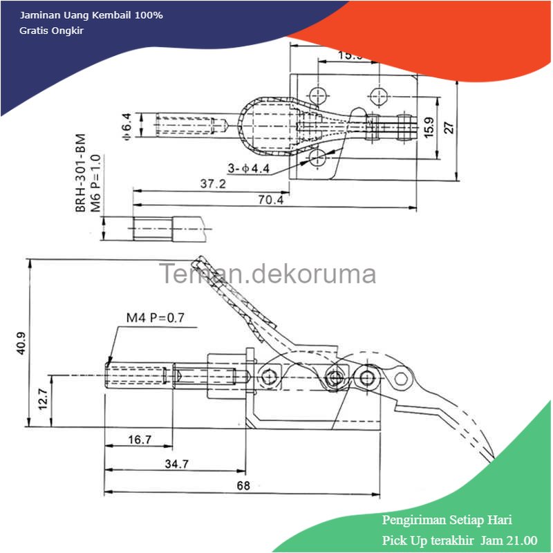 TD - PR2 DA LI SHI Penjepit Kayu Heavy Duty Quick Release Push Pull Toggle 1PCS - GH-301
