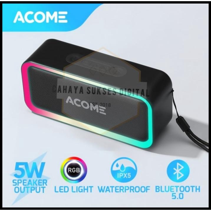 Speaker Bluetooth Acome A6 5W Tws Rgb Light Waterproof