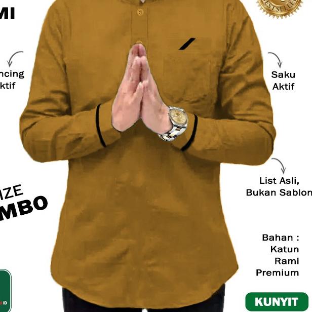 Baju Koko Pria Lengan Panjang QURTA RAJA PAKISTAN RAMI JUMBO - 27751 - Navy, M