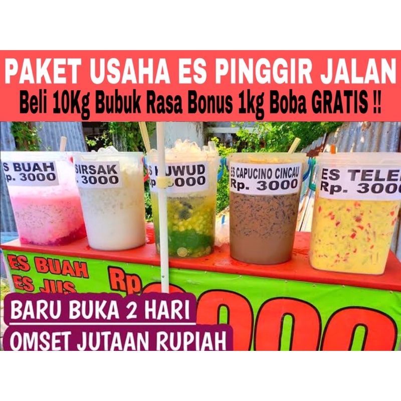 

Paket Usaha Es Pinggir Jalan Bubuk Minuman Cappucino Redvelvet Taro Milo Cokelat Mangga Alpukat Strawberry dll