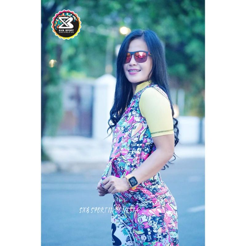 BAJU OLAHRAGA SXB MILION ANIMATION SHORT SLEEVE HALF ZIPPER AND LEGGING