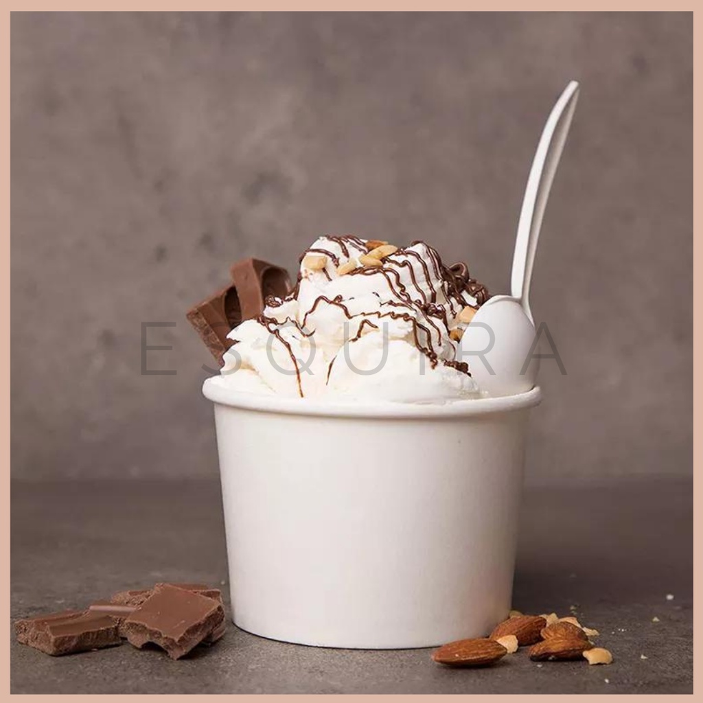 White Ice Cream Cup / Kraft Es Krim Tubs 4oz + PS Lid / 10 pcs / IC4-PS4
