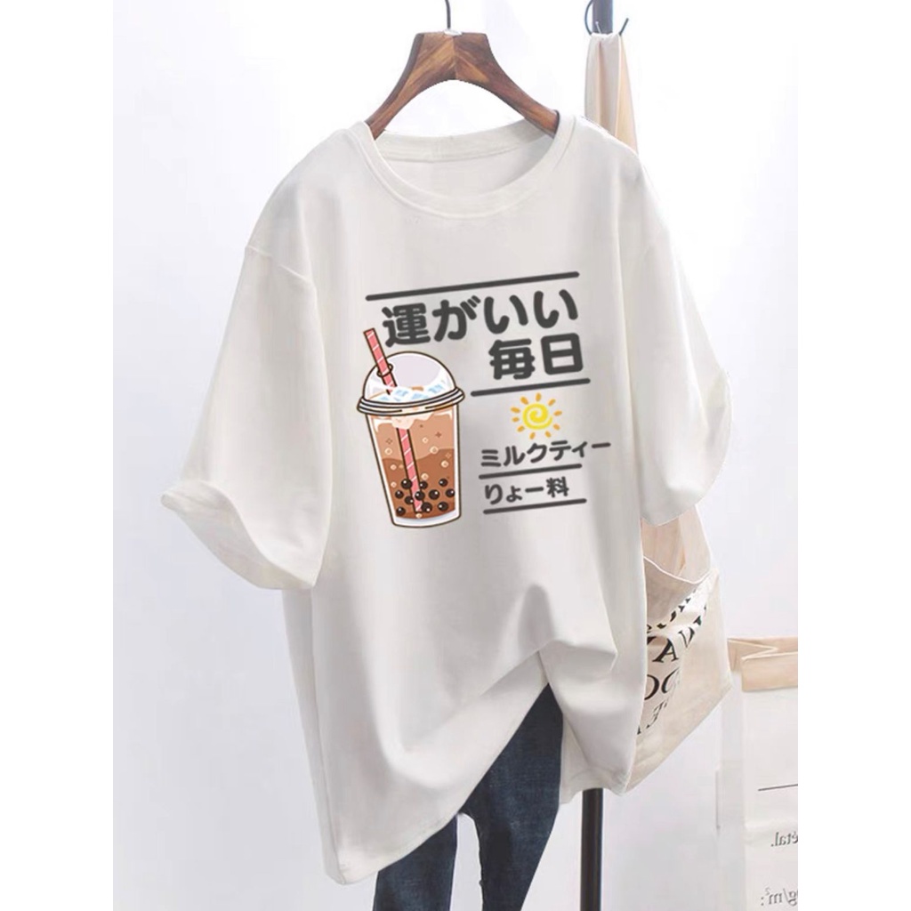 [CUP BOBA] Kaos T-Shirt Sablon Oversize Unisex Motif Kartun Model CUP BOBA Bahan Baju Katun Polyeste