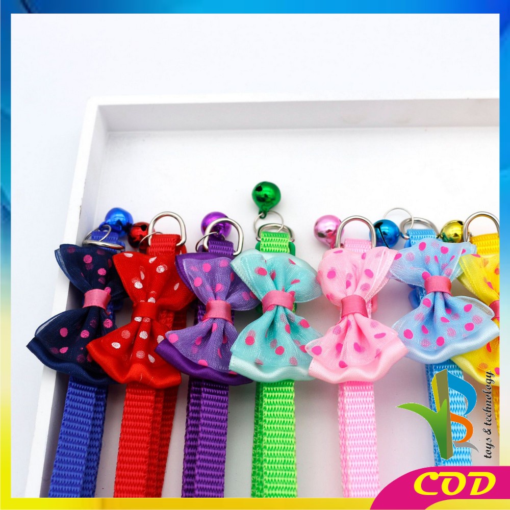 RB-C567 Kalung Kucing Anjing Lonceng Motif Polos Pita Love / Kalung Pita Lonceng Aksesoris Hewan Peliharaan