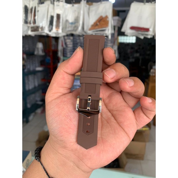 Strap Tali Jam Tangan Silicon limited coklat 22mm