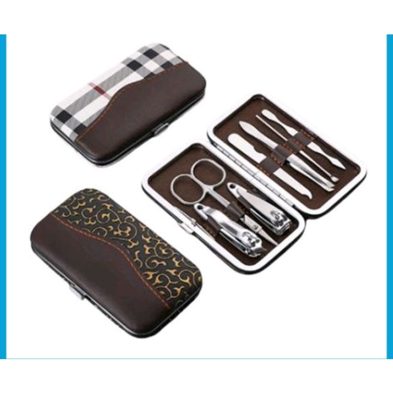 Manicure Pedicure Set 7IN1 Dompet Paket Pembersih Kuku Pinset Gunting Lancip Korek