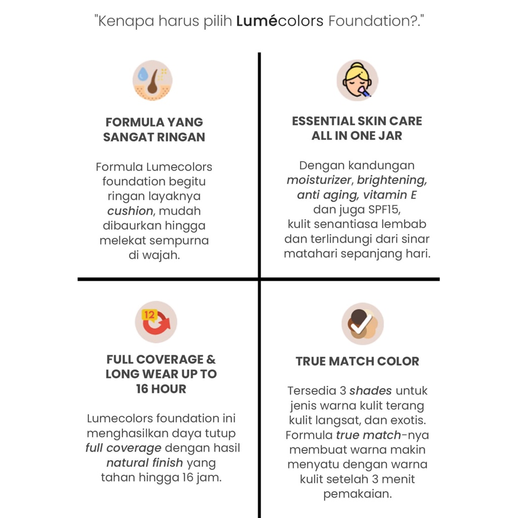 (Free Emas 24K) Lumecolors Paket Bundling 3pcs Foundation Sachet 10ml Travel Size BPOM HALAL TAHAN LAMA