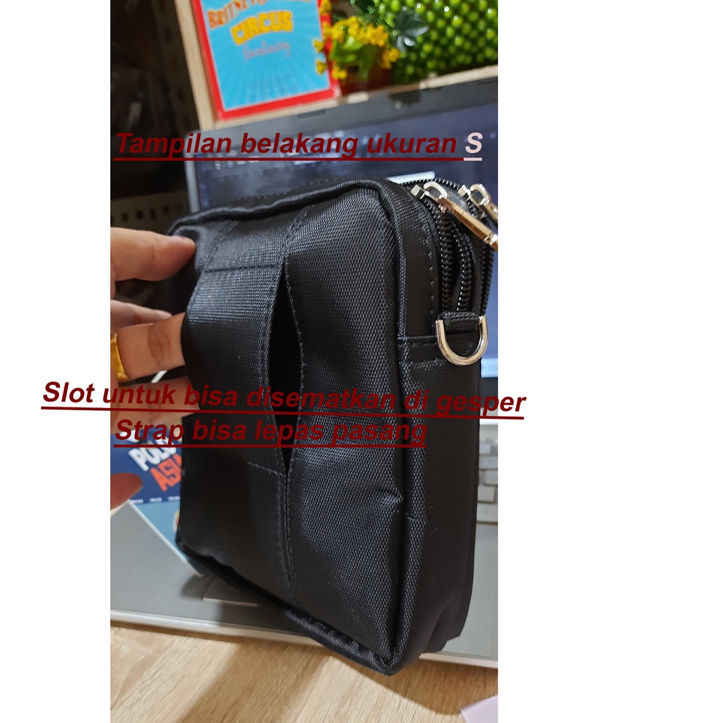 Tas Selempang POLO CAMPRO Tebal Import  Slingbag Pria  Ukuran (L &amp; M) Port USB Waterproof