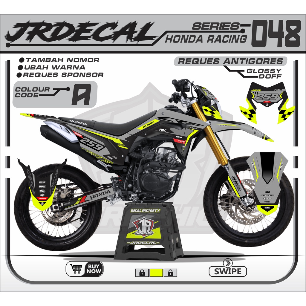 (BISA COD) DECAL STIKER CRF HITAM KEREN TERBARU - STIKER CRF SUPERMOTO - DECAL CRF 150L SUPERMOTO HI