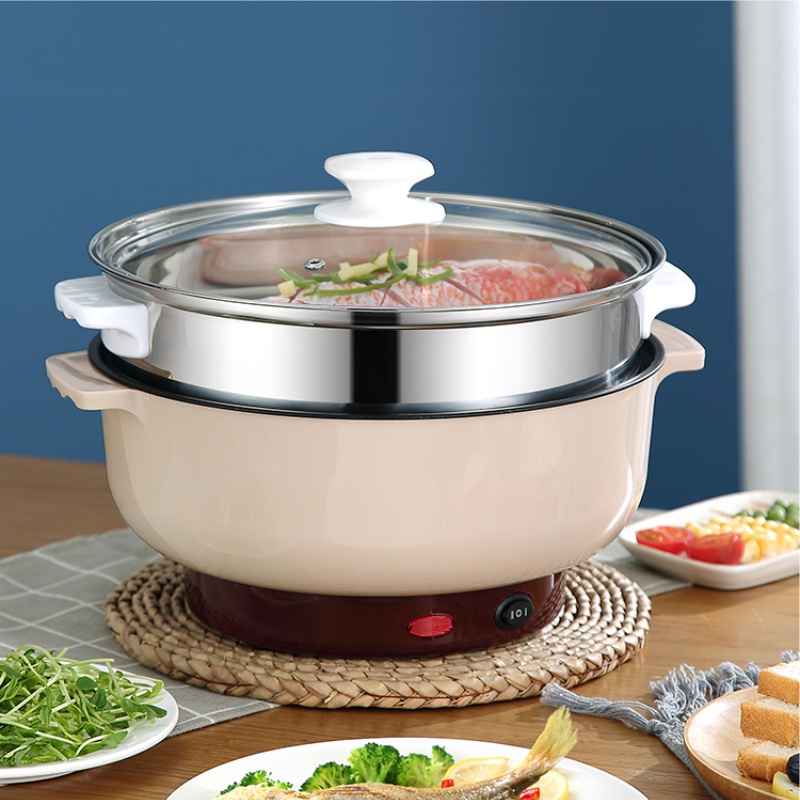 Panci Elektrik Teflon Serbaguna / 2,4 L Multifungsi Free Kukusan