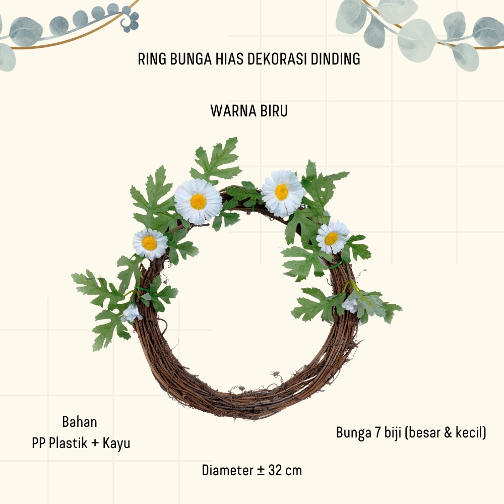 Ring Bunga Hias Plastik Dekorasi Dinding Pajangan Ornamen Rumah Tanaman Hias Artificial Flower Satu7an PBP125