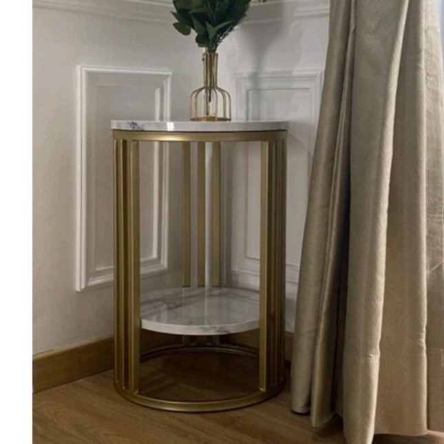 meja sudut minimalis marble / meja samping / meja kopi minimalis