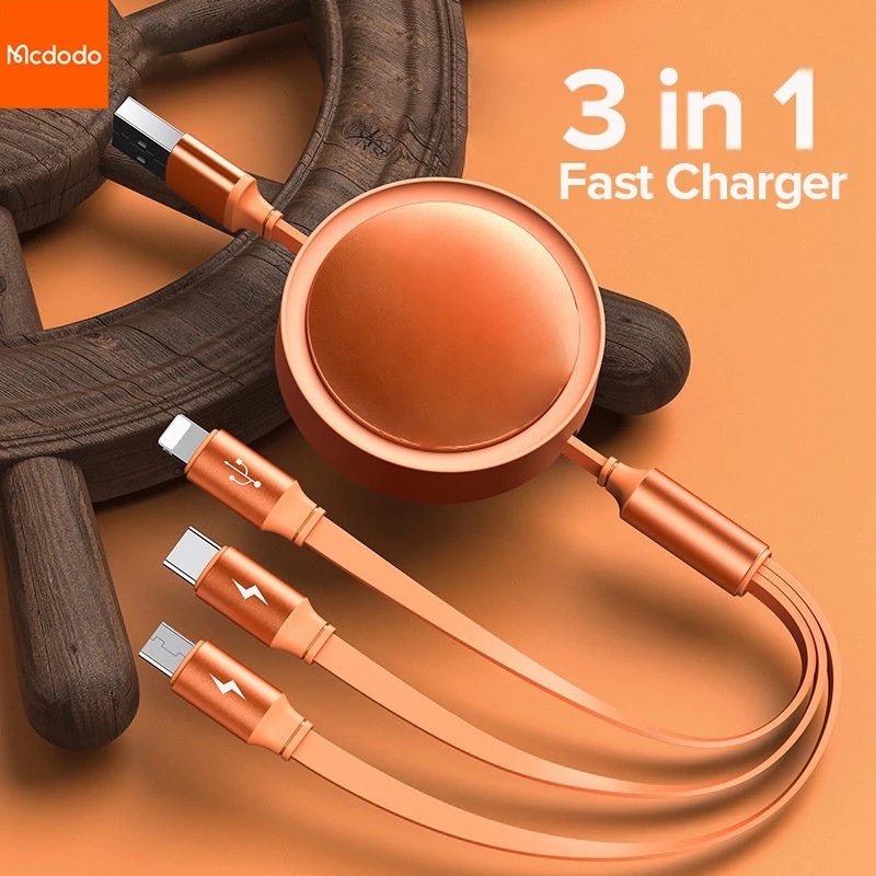 Mcdodo 3 in 1 Kabel Data / Charger Micro USB / Type C Fast Charging Untuk iPhone