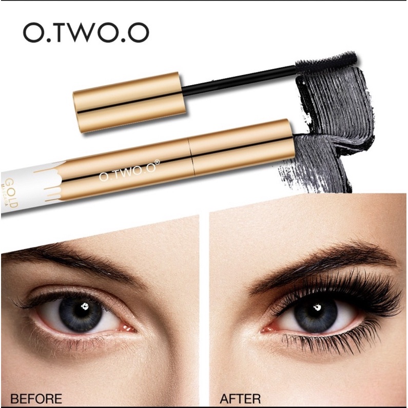 O.TWO.O Mascara Waterproof Long Lasting Volumizing Eye Lash Makeup / O.TWO.O Gold Mascara Waterproof Long Lasting Curling Eyelash Cosmetic Maskara badai tahan air dan tahan lama