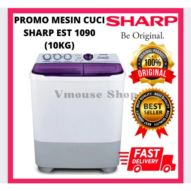 MESIN CUCI SHARP 2 TABUNG EST 1090 - MESIN CUCI 2 TABUNG SHARP 10KG - SHARP MESIN CUCI 2 TABUNG EST 1090 - SHARP EST 1090 10KG - MESIN CUCI MURAH