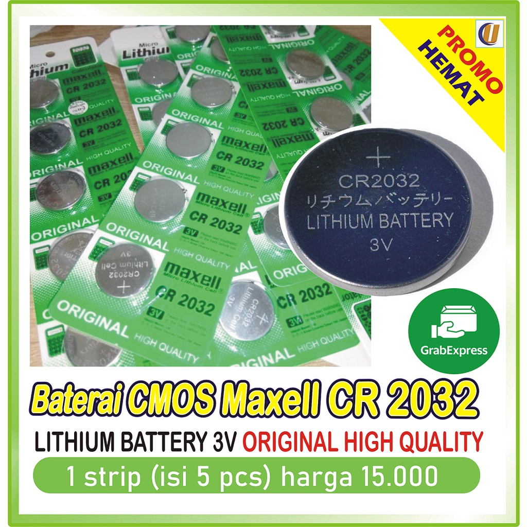 Jual Baterai Cmos Maxell Cr 2032 1 Strip Isi 5 Pcs Harga 15 000