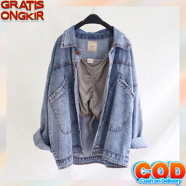 Jaket Crop Jumbo Jeans Denim Jeket Oversize Bigsize Wanita Jaket Jins Cewek Terbaru Kekinian Levis J