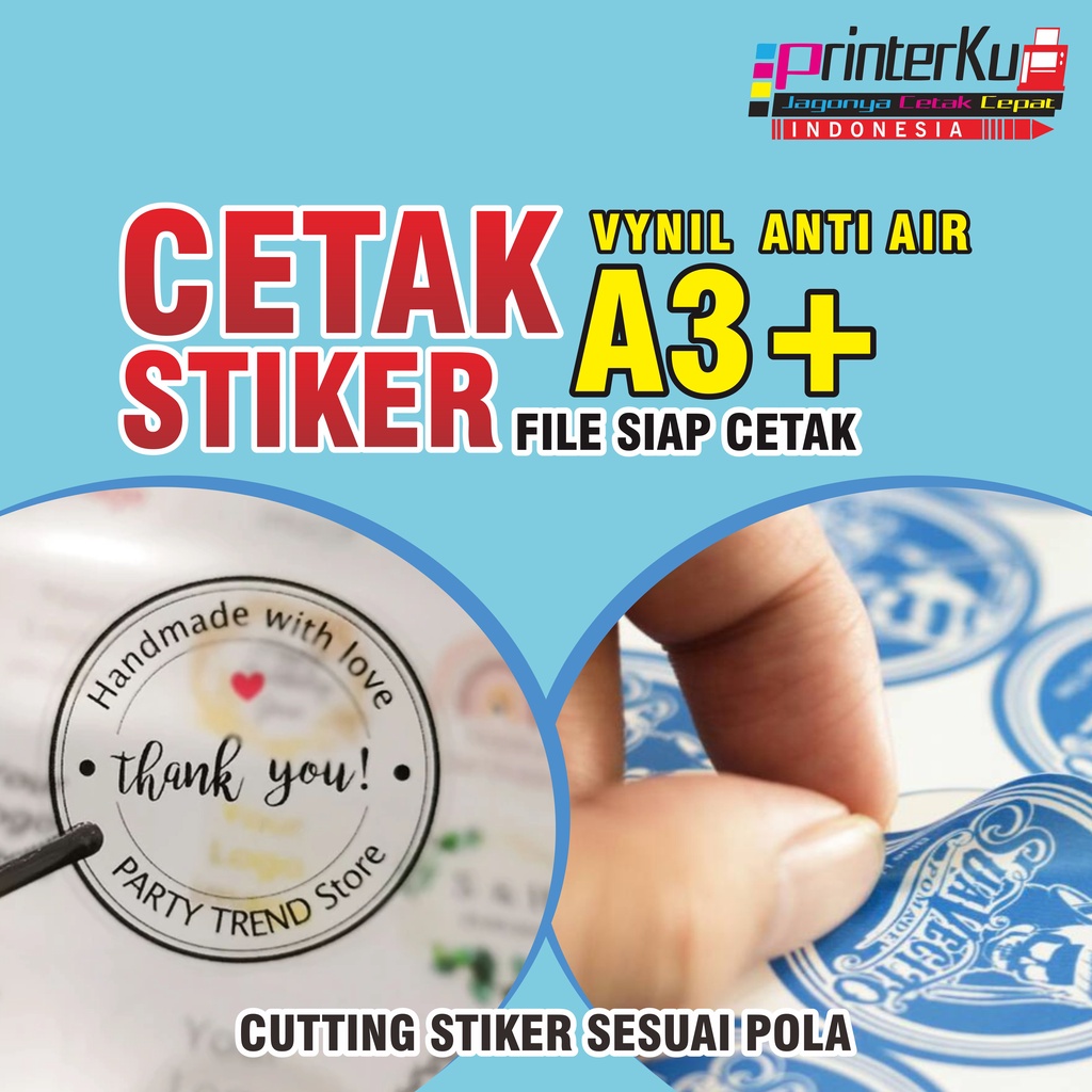 

STIKER LABEL KEMASAN A3+ VINYL TRANSPARAN & GLOSSY CUTTING POLA (OVAL, BULAT, KOTAK)