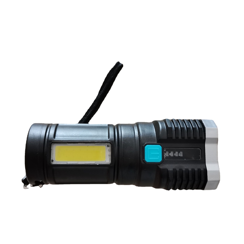 Senter 4 LED + COB super terang Light 4mode rechargeable senter portable Flashlight lampu penerang multifungsi mudah digenggam