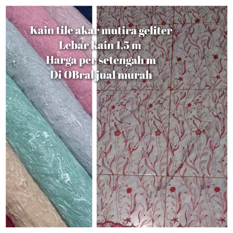 KAIN TILE AKAR MUTIARA/BROKAT TILE AKAR/TILE 3D