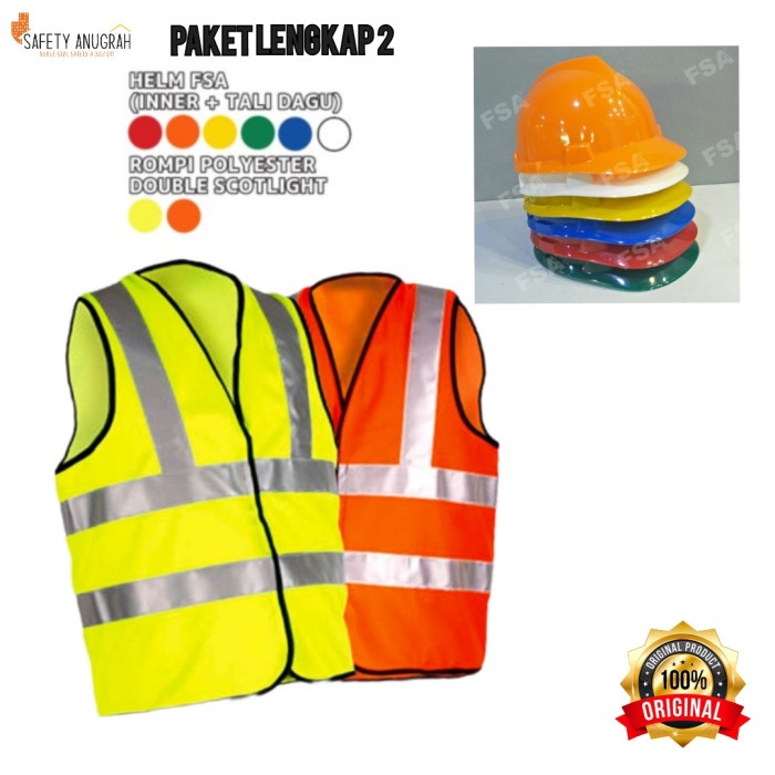 Jual Safety Helmet Paket Helm Proyek Fsa Rompi Scot Polyester Shopee Indonesia