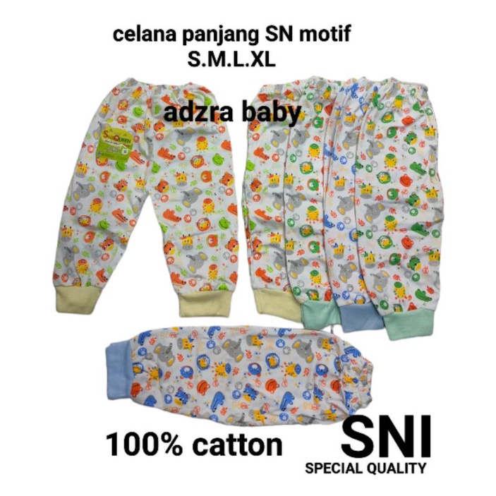 celana panjang bayi shaqueen putih motif S.M.L.XL (isi 6 pcs)