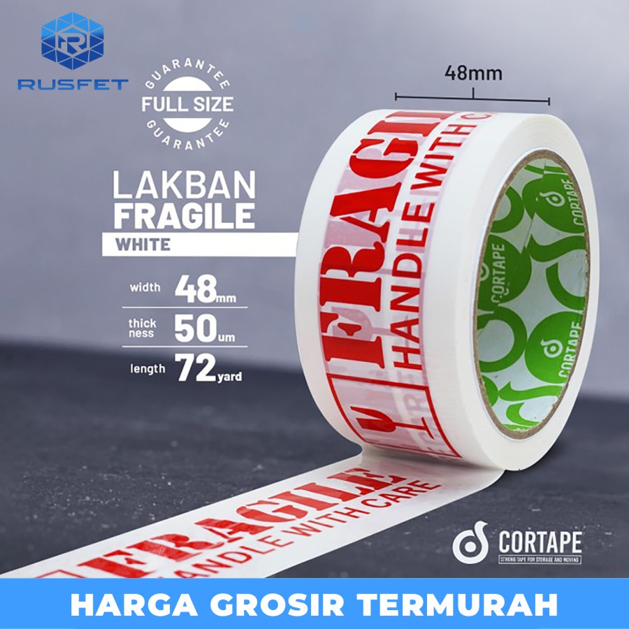 

Lakban FRAGILE 48mm Putih Isolasi PREMIUM TERMURAHSatuan