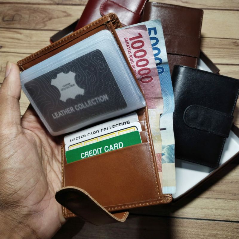 Dompet kartu atm kartu kredit kartu nama kulit sapi asli Pull up premium