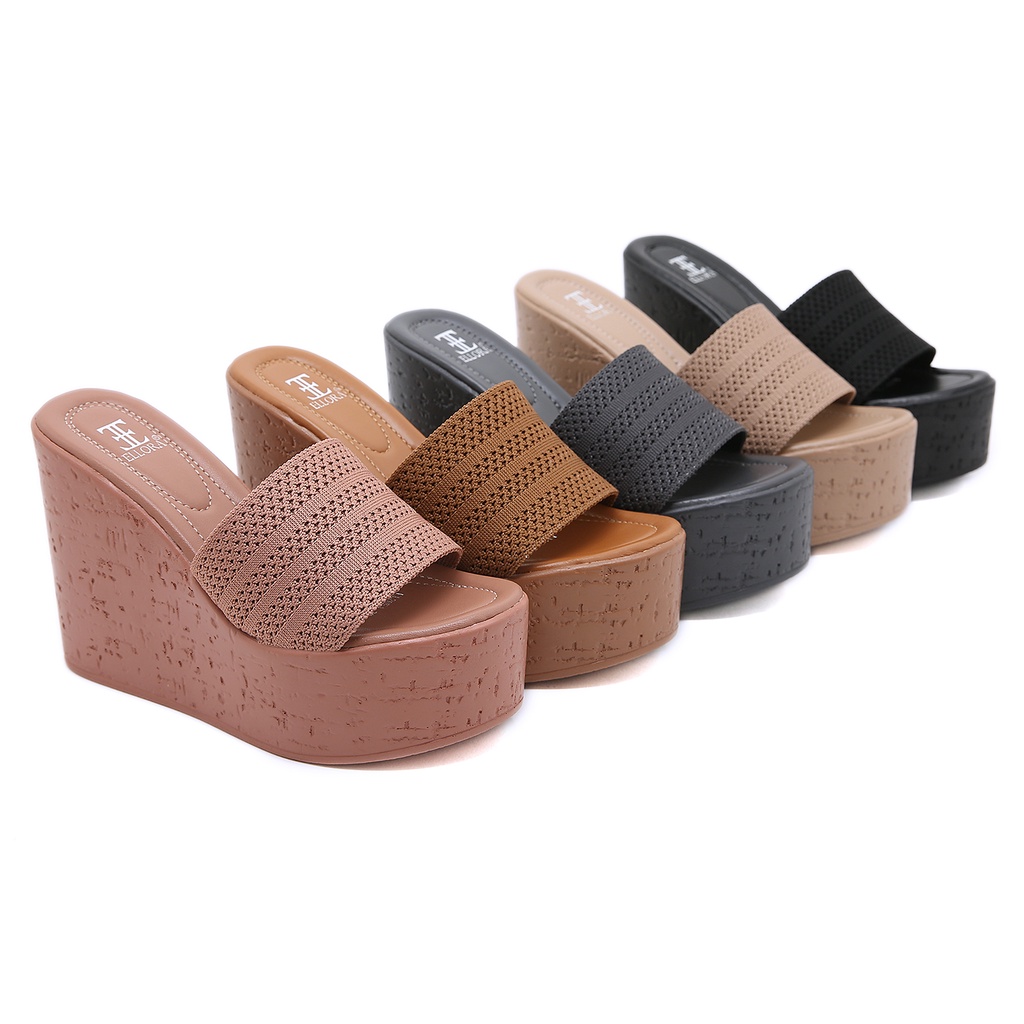 ELLORA EL20F1 Sandal Wedges Wanita Import 12cm