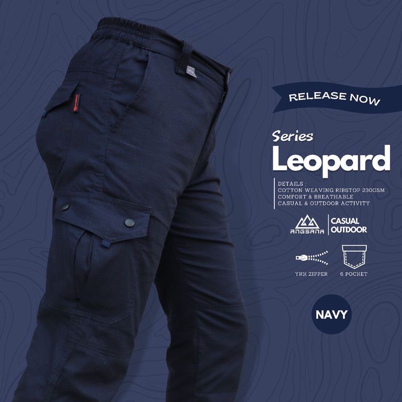 Celana Cargo Angsana seri Leopard Cotton Original