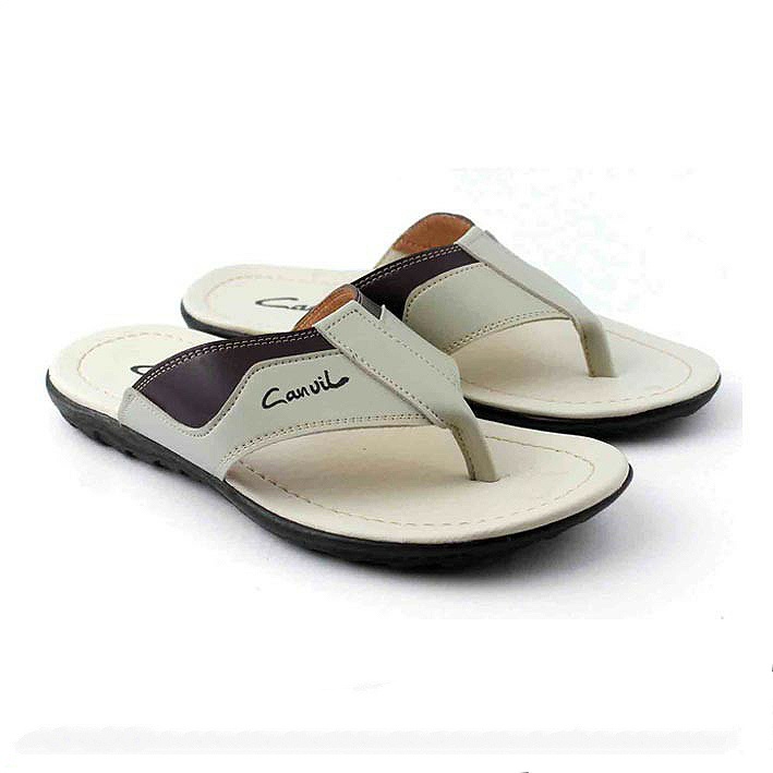 Sandal Jepit Kulit Canvil Pria Dewasa Sendal Kekinian Cowok Trendy