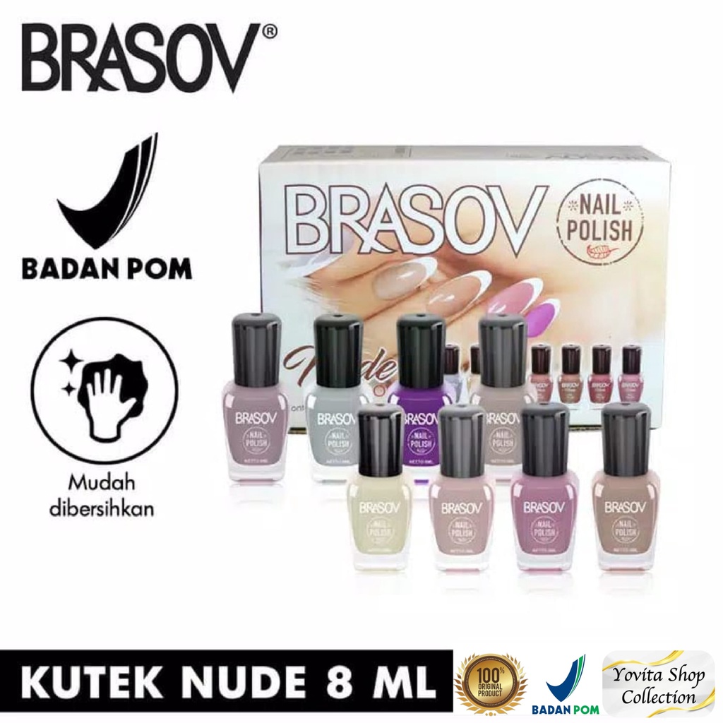 Kutek Brasov Nude Halal Murah 8ml | Cat Kuku Nail Polish 8ml BPOM