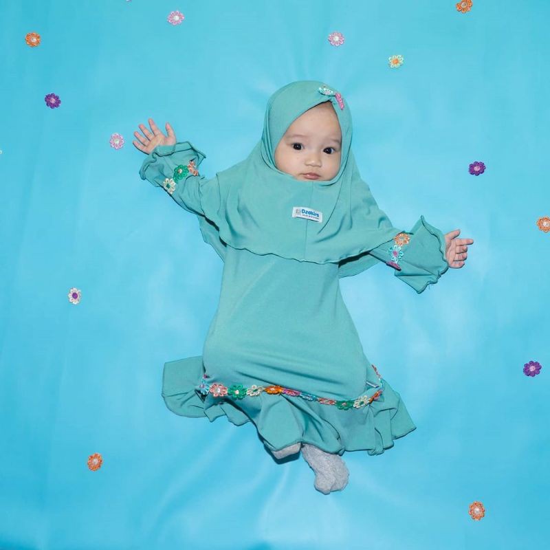 baju anak perempuan | gamis bayi perempuan | gamis anak perempuan | gamis syar'i renda melati pelangi navy