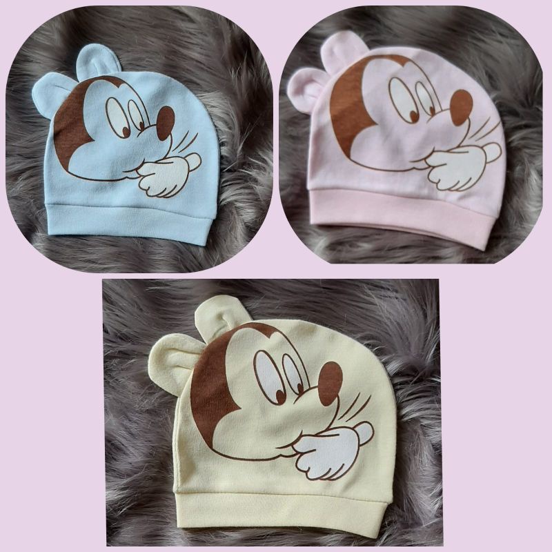 DITI BABY- Single layer mickey hat bayi laki-laki/perempuan 0-6 bulan