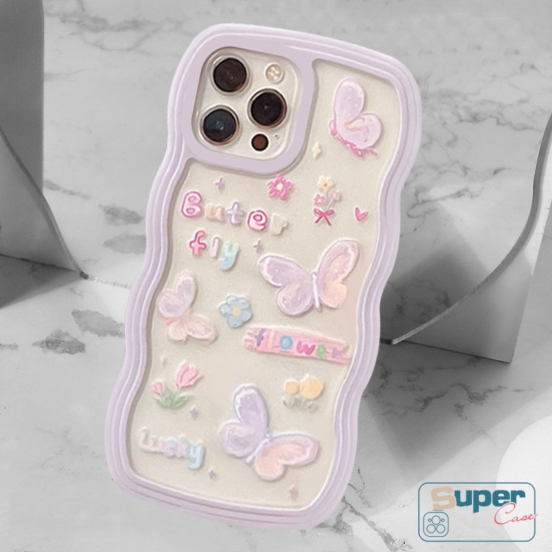 Untuk VIVO Y36 Y22 Y35 Y12s Y21 Y16 Y02 Y21s Y15s Y12 Y22s Y02A Y15 Y12i Y75 Y17 Y02s Y20 Y20s Y33s Y11 Y21T V25 V25E V20 V21 Y30 Y91 Y91C Y15A Wavy Edge Fantasy Butterfly Soft Cover