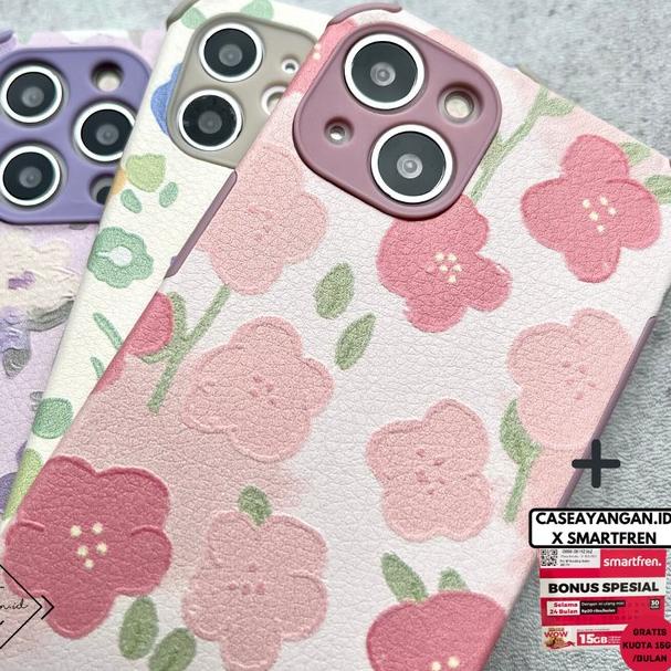 BUNGA Case Iphone 13 12 PRO MAX MINI Casing Lucu Flower Cute Soft - SOFTGREEN, 13