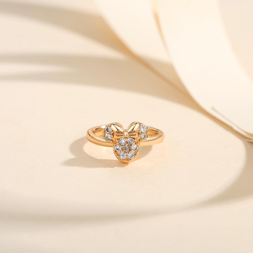 Y865 【Barang spot】18k Lapis Emas Cincin Titanium Anak Murah Anti karat Cincin Mickey Terbuka untuk Cincin Anak Murah