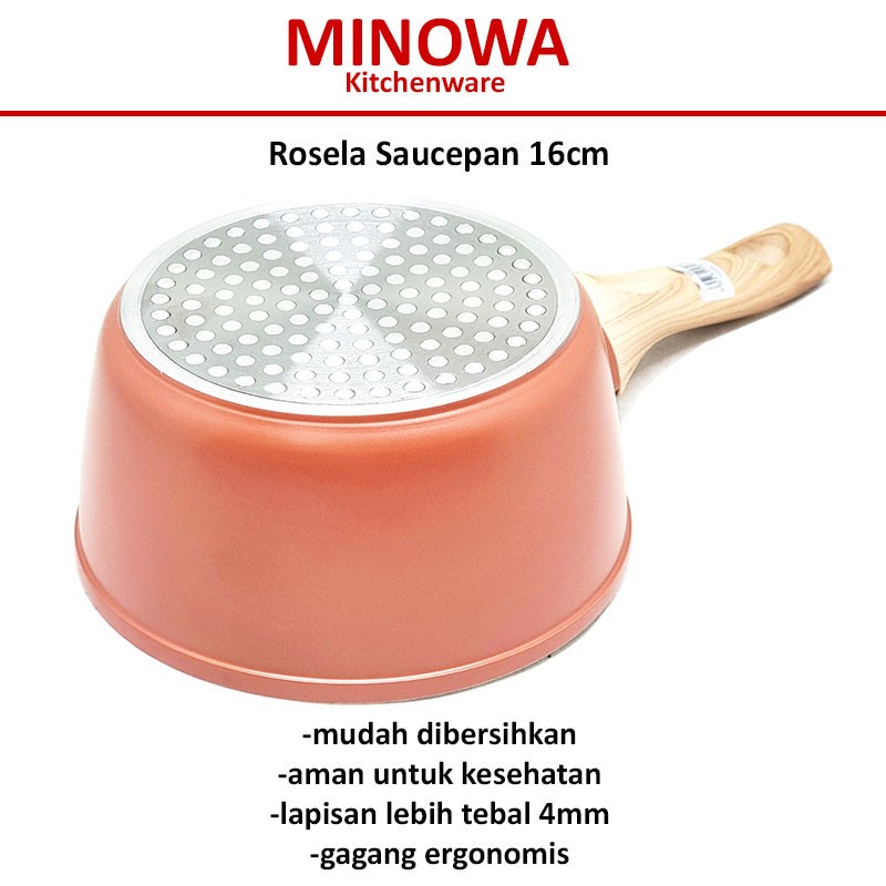 Minowa Sauce Pan Marble Anti Lengket 2 Liter 16cm | Panci Susu Keramik