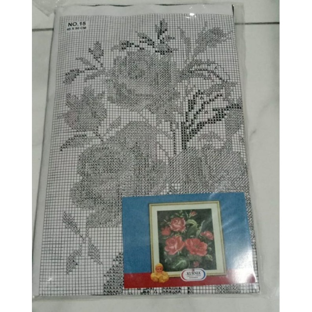 paket kristik bunga mawar (4) benang wool