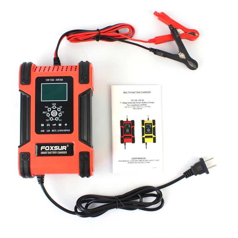 RRS STORE TERMURAH Cas Aki Accu Intelligent Battery Charger Aki Motor Mobil - 12-24V 12A LAYAR LED Foxsur Charger Aki Kendaraan 150W 12-24V 12A 200Ah with LCD - FBC122412D