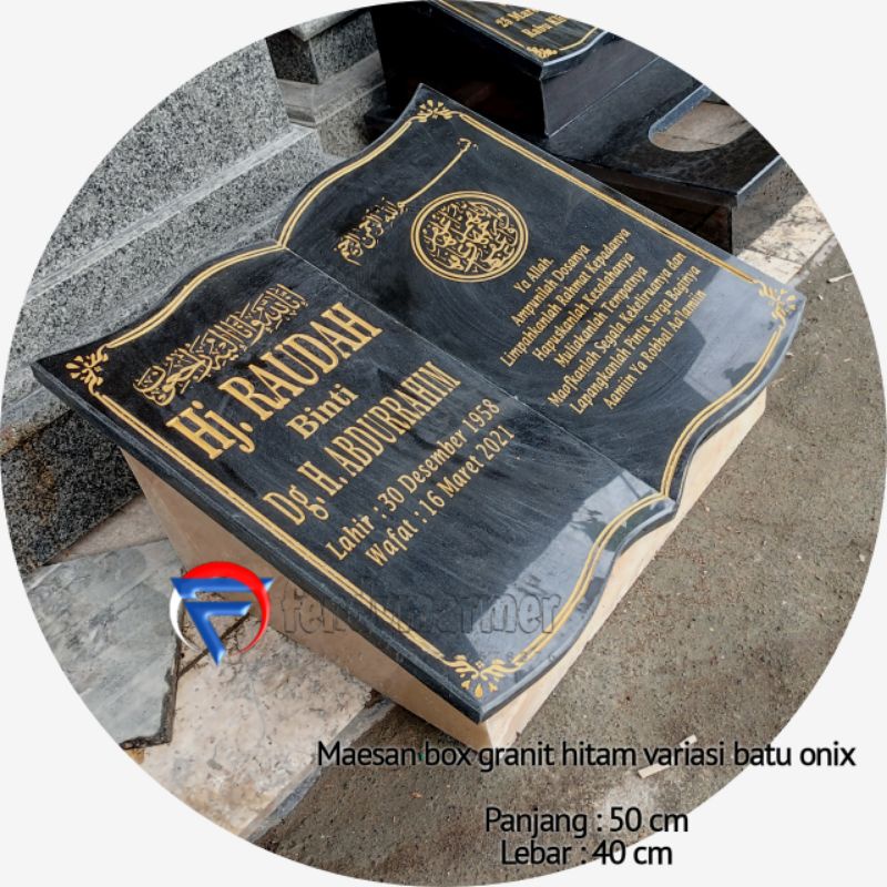 Maesan box buku granit hitam variasi batu onix