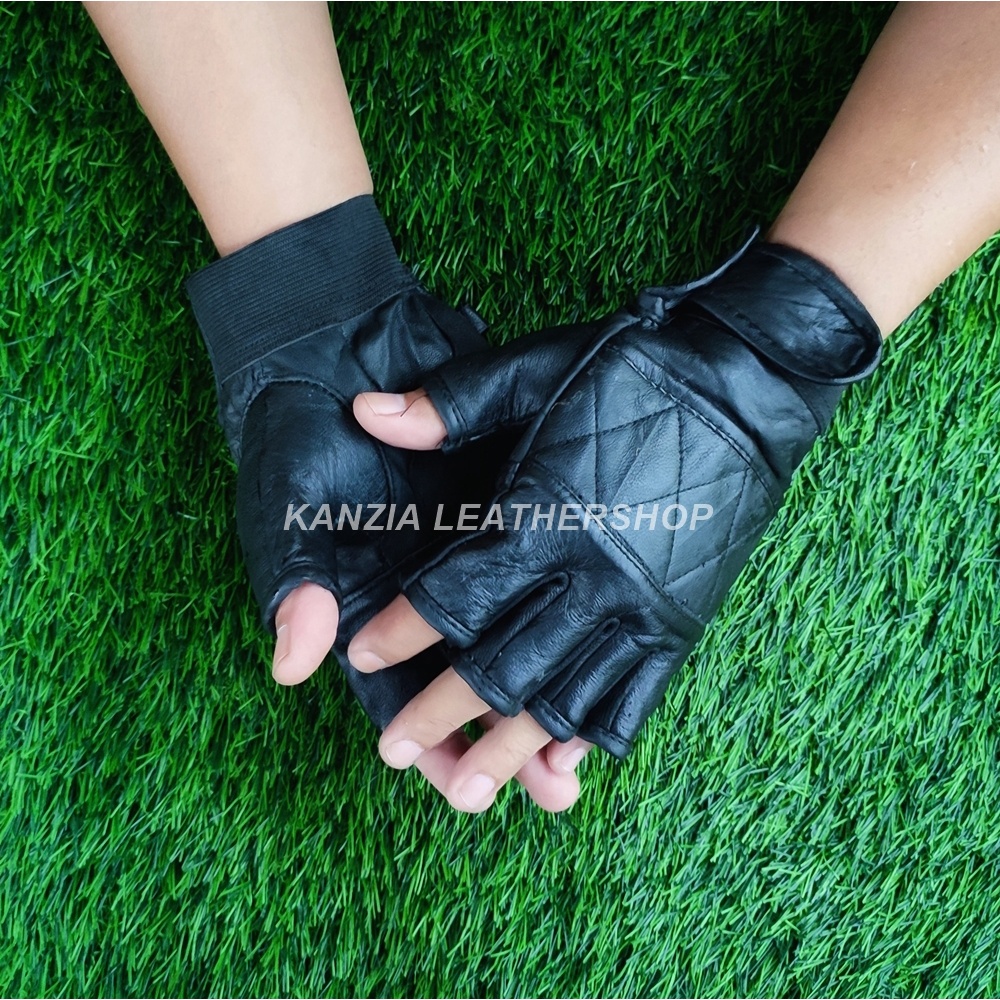 Kanzia Leathershop Sarung Tangan Motor Kulit AD Setengah Jari