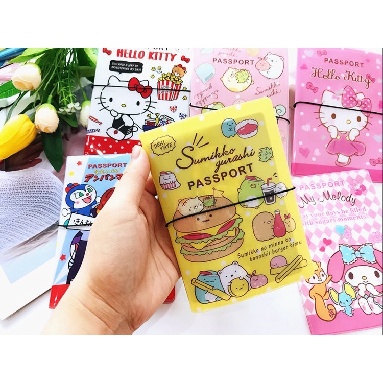 NAOMI -  Takashi Passport Holder Motif Anak Cartoon Sanrio - Passport Cover - Passport Case - Passport Wallet - Sampul Buku Passport - Pembungkus Passport - Plastik Bungkus Paspot Karakter Anak Sanrio Japan Paspor