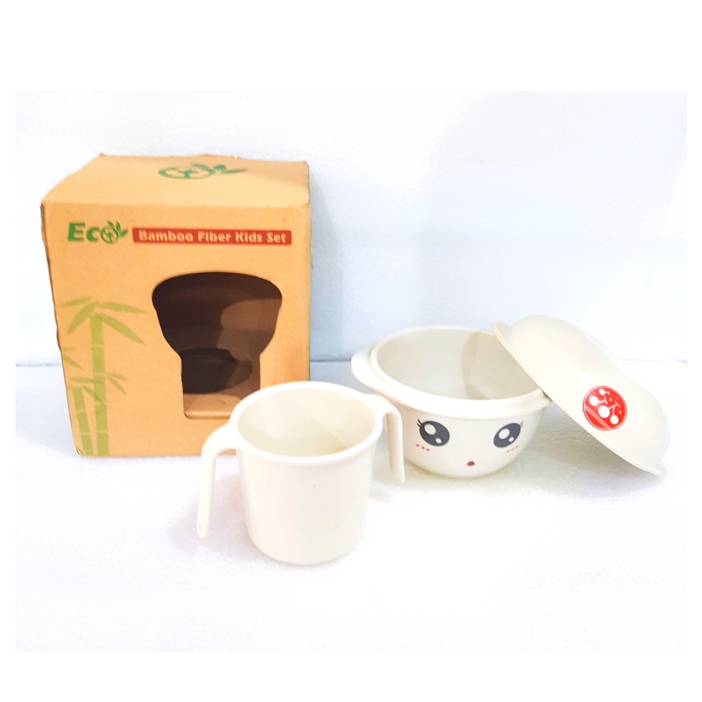 Feeding set Bamboo fiber kids owl / Feeding set Bamboo kids gelas mangkok set