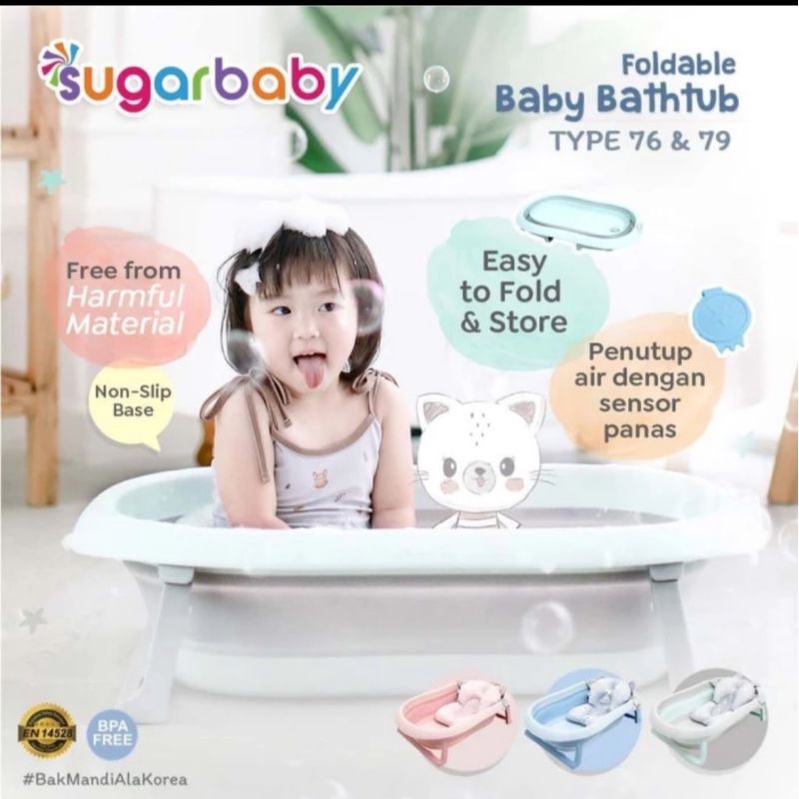 SugarBaby Foldable Baby Bathtub With Heat Sensor F79 / F88 /Right Start Jumbo Whale Folding Bath Tub /Right Start Heat Sensor Mega White Hot Baby Folding Bath Tub