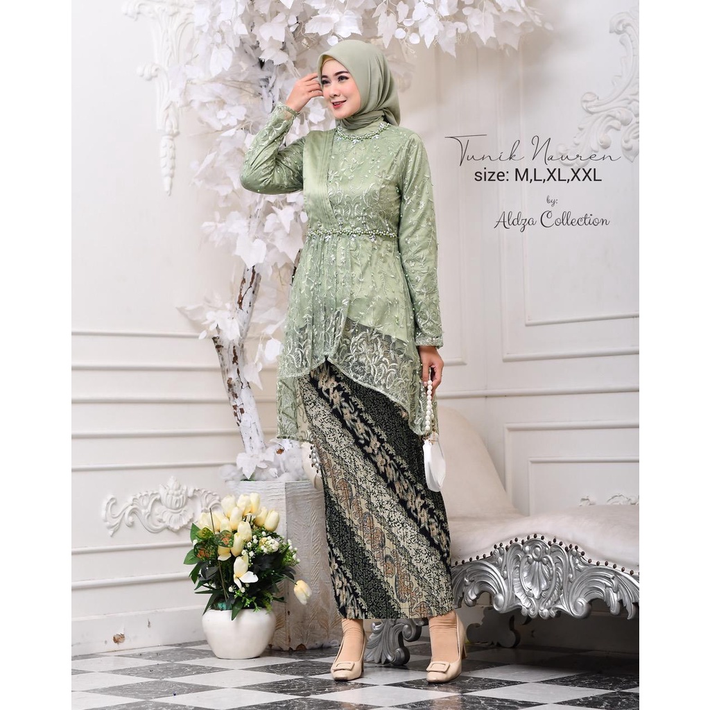 Jual Set Tunik Kebaya Nauren Kebaya Tulle Fatimah Wisuda Cantik