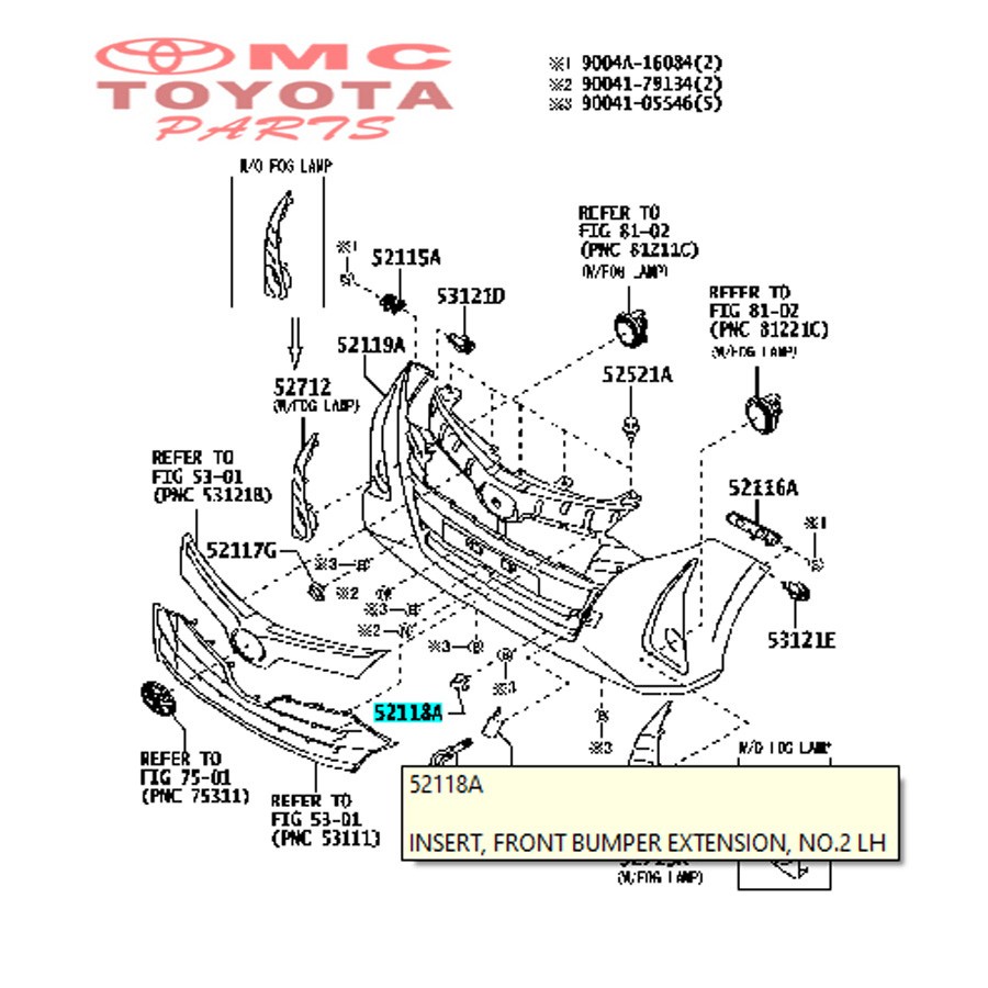 Tutup Cover Extension Bumper Depan Kiri Calya Sigra 52716-BZ050